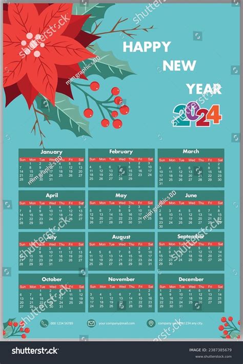 Modern Desk Wall Calendar Design 2024 Stock Vector (Royalty Free) 2387385679 | Shutterstock