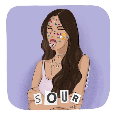 Portrait illustration of Olivia Rodrigo’s Sour album cover Nair, Album ...