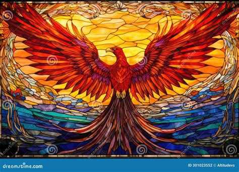 Phoenix Firebird Depicted in Stained Glass Window Stock Photo - Image ...