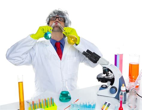 Crazy Silly Nerd Scientist Drinking Chemical Experiment Stock Photo - Image of expression, geek ...