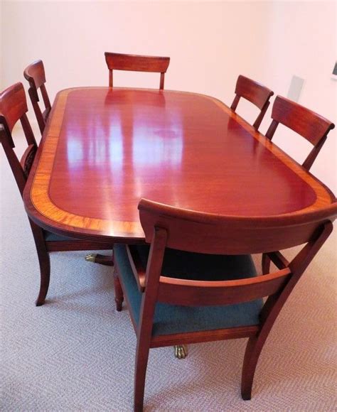 Stunning Ethan Allen Cherry Dining room table with Tiger maple inlaid ...