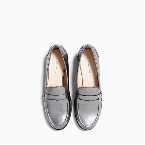 Silver moccasins - Shoes - WOMAN | ZARA Czech Republic | Loafer shoes ...