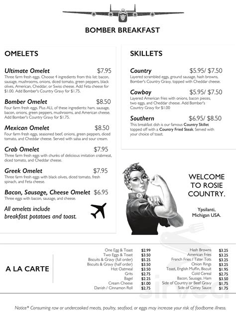 Bomber Restaurant menu in Ypsilanti, Michigan, USA