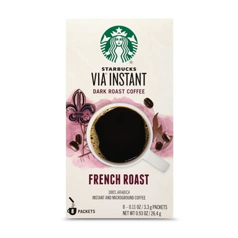 Starbucks VIA Instant Coffee Dark Roast Packets — French Roast — 1 box ...