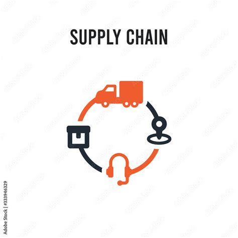 Supply chain vector icon on white background. Red and black colored Supply chain icon. Simple ...