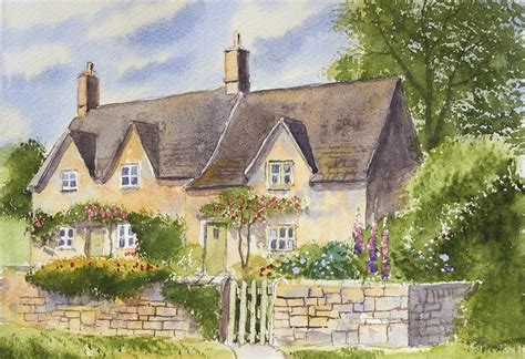 Cotswold Cottages | Watercolor landscape paintings, Watercolor ...