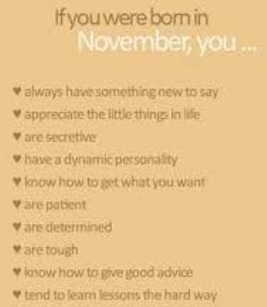 Interesting Facts About NOVEMBER BORN People