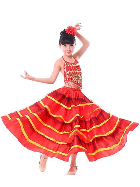 Paso Doble Dance Costume Kids Flamenco Skirt Girls Red Spanish Bullfighting Costumes - Milanoo.com