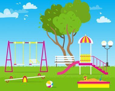 Taman Bermain Anak Berwarna — Stok Ilustrasi | Ilustrasi, Mainan anak ...