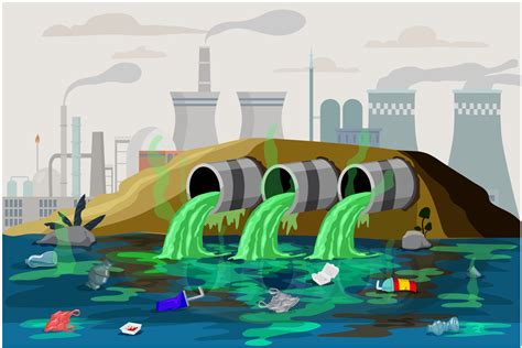 Water pollution an environmental disaster concept vector illustration ...