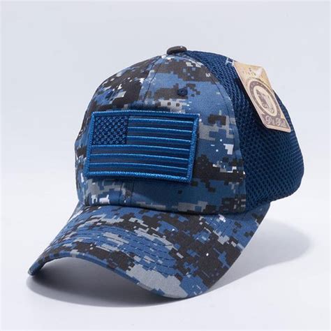 US Flag Velcro Patch Micro Mesh Hats [Navy D.Camo] | lonestarherogear