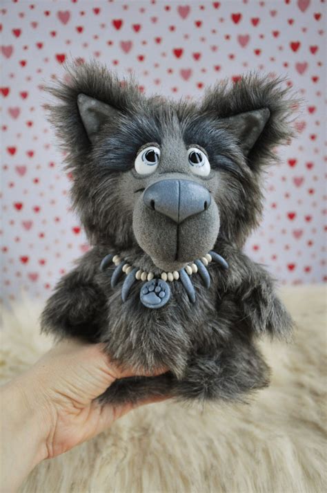 Gray plush Wolf soft toy stuffed cute doll sweet poseable | Etsy