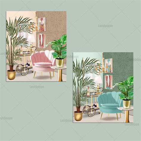 Background Scene Living Room Clipart Interior Clipart Bundle - Etsy