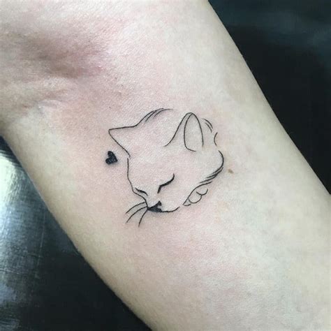 Cute Cat Outline Tattoo