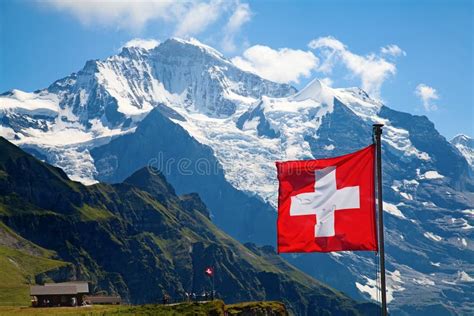 Swiss flag stock photo. Image of frozen, cloudscape, heritage - 30156640