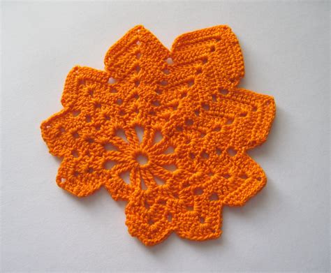 Crocheted Maple Leaf Mini Doily/ Coaster/ Applique Orange