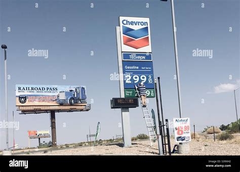 Changing Gas Prices at Chevron Stock Photo - Alamy