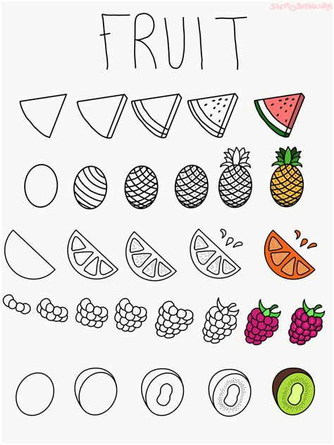 How to draw fruit step by step instructions | Bullet journal doodles, Easy doodles drawings ...