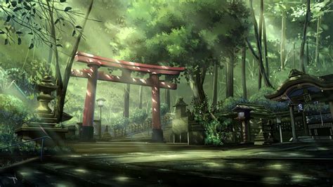 Download hd wallpapers of 167182-anime, Landscape, Torii, Sun Rays ...