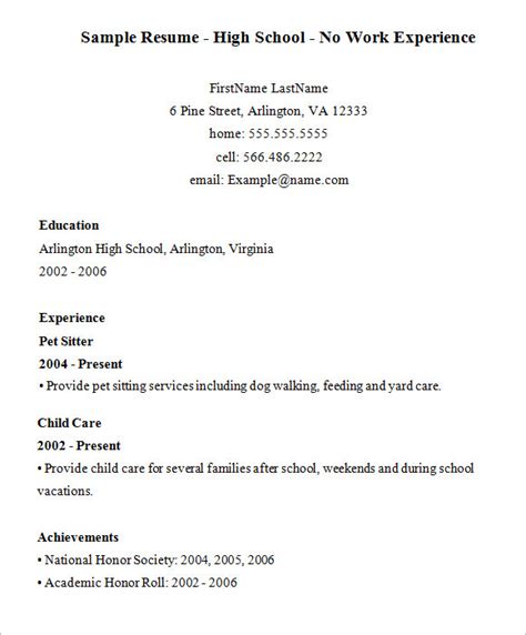 High Student Resume With No Work Experience 2023 2024 Aimglo - Riset