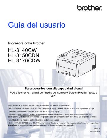 Brother HL-3140CW Color Printer User's Guide | Manualzz