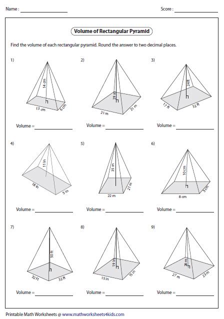 Volume Worksheets