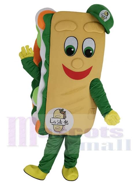 Smiling Sandwich Mascot Costume Cartoon