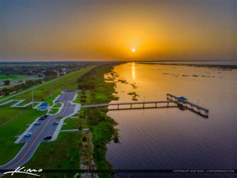 Okeechobee City Lake Okeechobee Park Sunrise | Royal Stock Photo