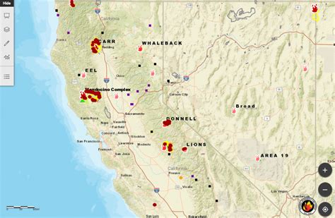 Map Showing Current Fires In California | Printable Maps