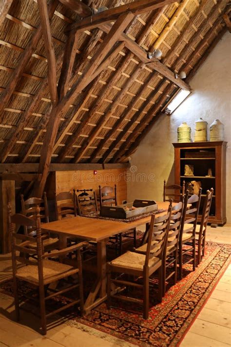 Wooden Village Hut Interior Stock Image - Image of rural, table: 252524271