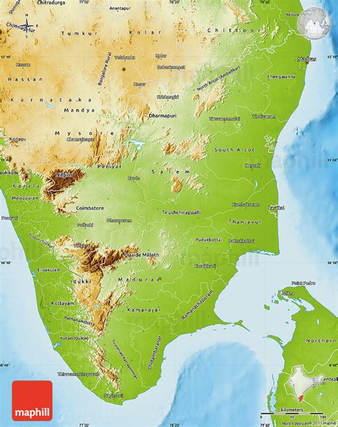 Physical Map of Tamil Nadu