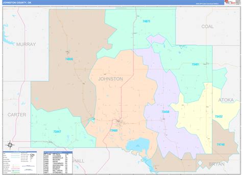 Johnston County, OK Wall Map Color Cast Style by MarketMAPS - MapSales