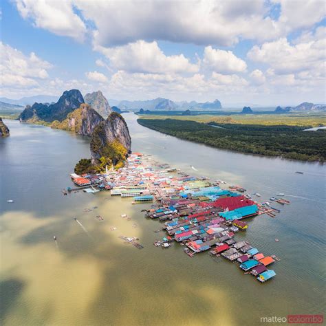 - Aerial of Ko Panyi fishing village, Phang Nga bay, Thailand | Royalty Free Image