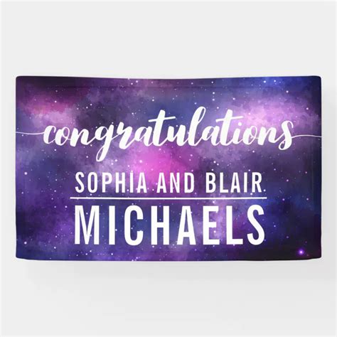 Celestial Galaxy Space Wedding Congratulations Banner | Zazzle