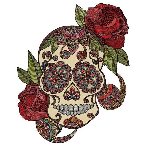 Day of the Dead Skull with Roses Wall Sticker Decal – Sugar Skull by V