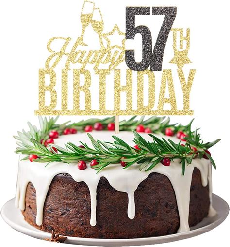 Amazon.com: Happy 57th Birthday Cake Topper - Fifty seven-year-old Cake Topper, 57th Birthday ...