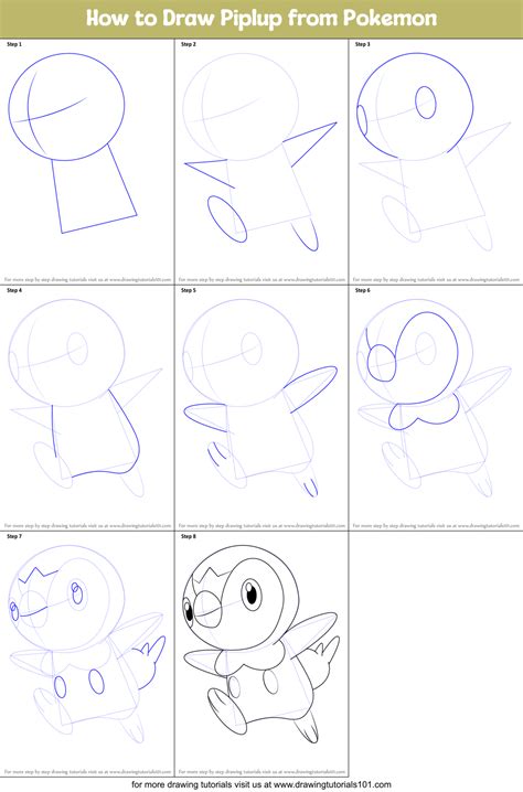 How to Draw Piplup from Pokemon printable step by step drawing sheet ...