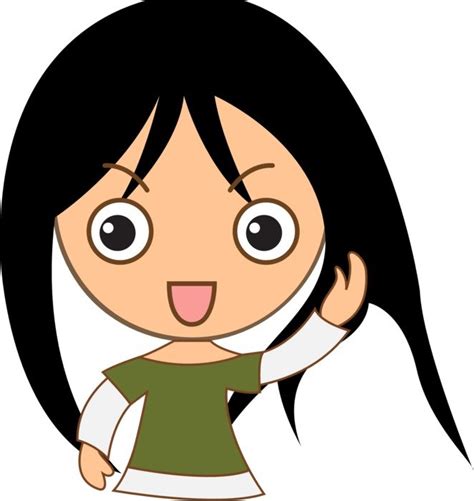 Happy girl cartoon drawing free image download