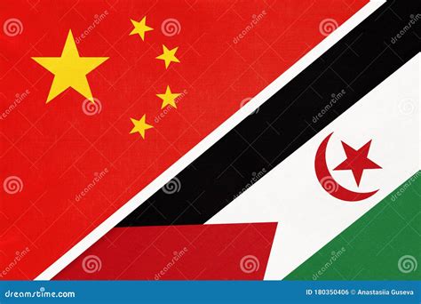 China or PRC Vs Sahrawi Arab Democratic Republic National Flag from Textile. Relationship ...