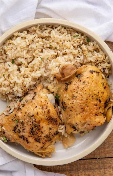 Oven Baked Chicken and Rice is a family friendly and healthy easy one pot meal made in the ...