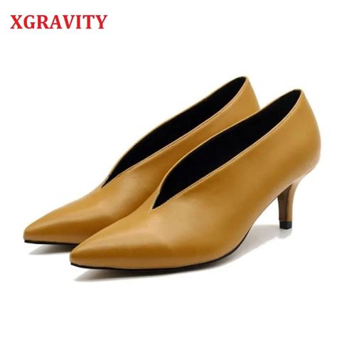 XGRAVITY zapatos de tacón fino con punta en pico para mujer, calzado elegante europeo, diseño de ...