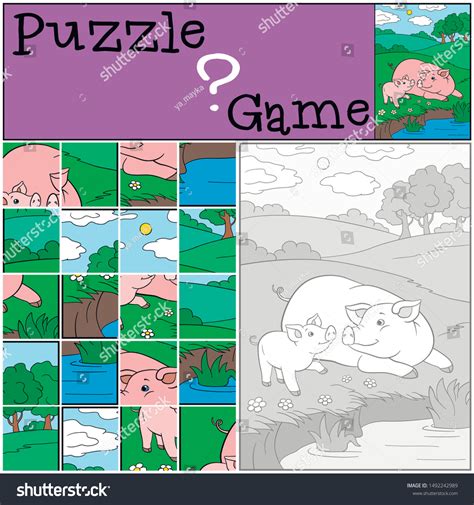 Education Games Kids Puzzle Mother Pig Stock Vector (Royalty Free ...