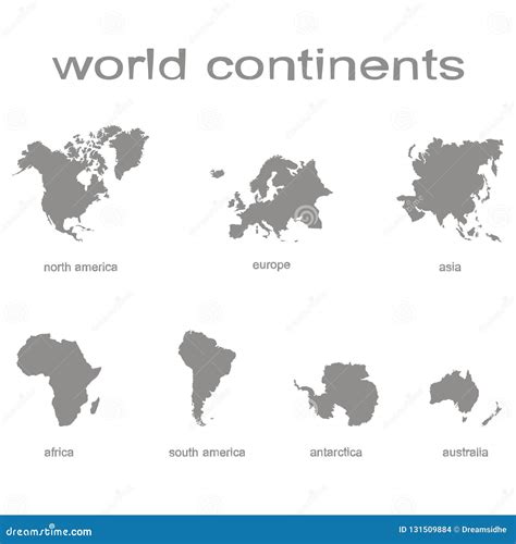 Set of Monochrome Icons with World Continents Stock Vector ...