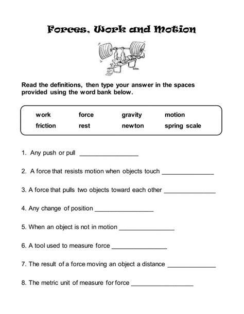 Activity Sheet About Force