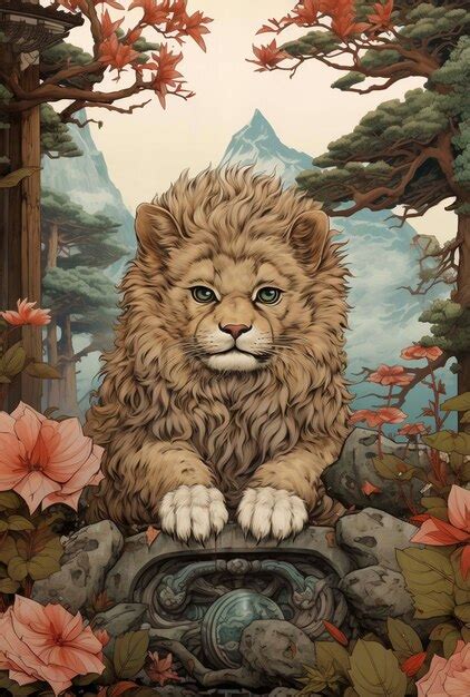 Free AI Image | Lions digital art style