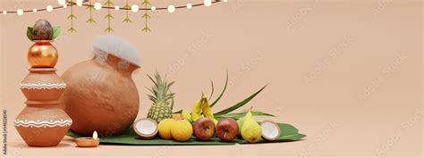 product display, pongal festival in white background with pongal pot ...