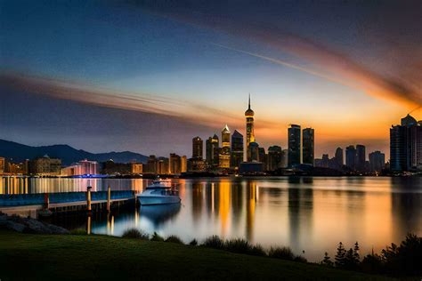 the city skyline at sunset in china. AI-Generated 30111951 Stock Photo ...