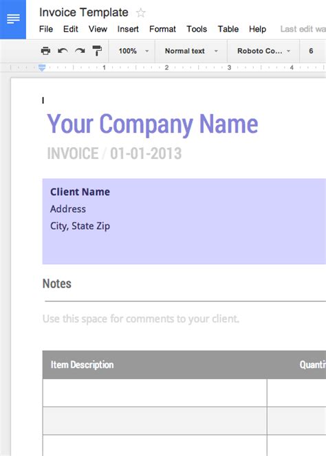 Blank Invoice Template - Free for Google Docs