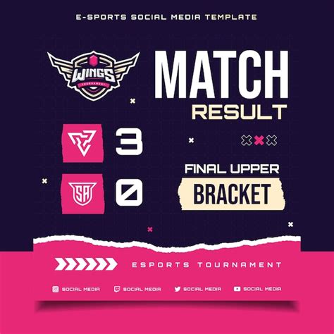 Premium Vector | Match result e-sports gaming banner template for social media flyer with logo