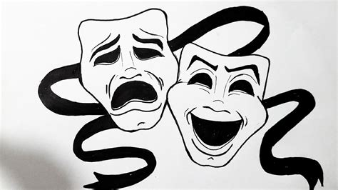 How to draw comedy and tragedy mask - YouTube